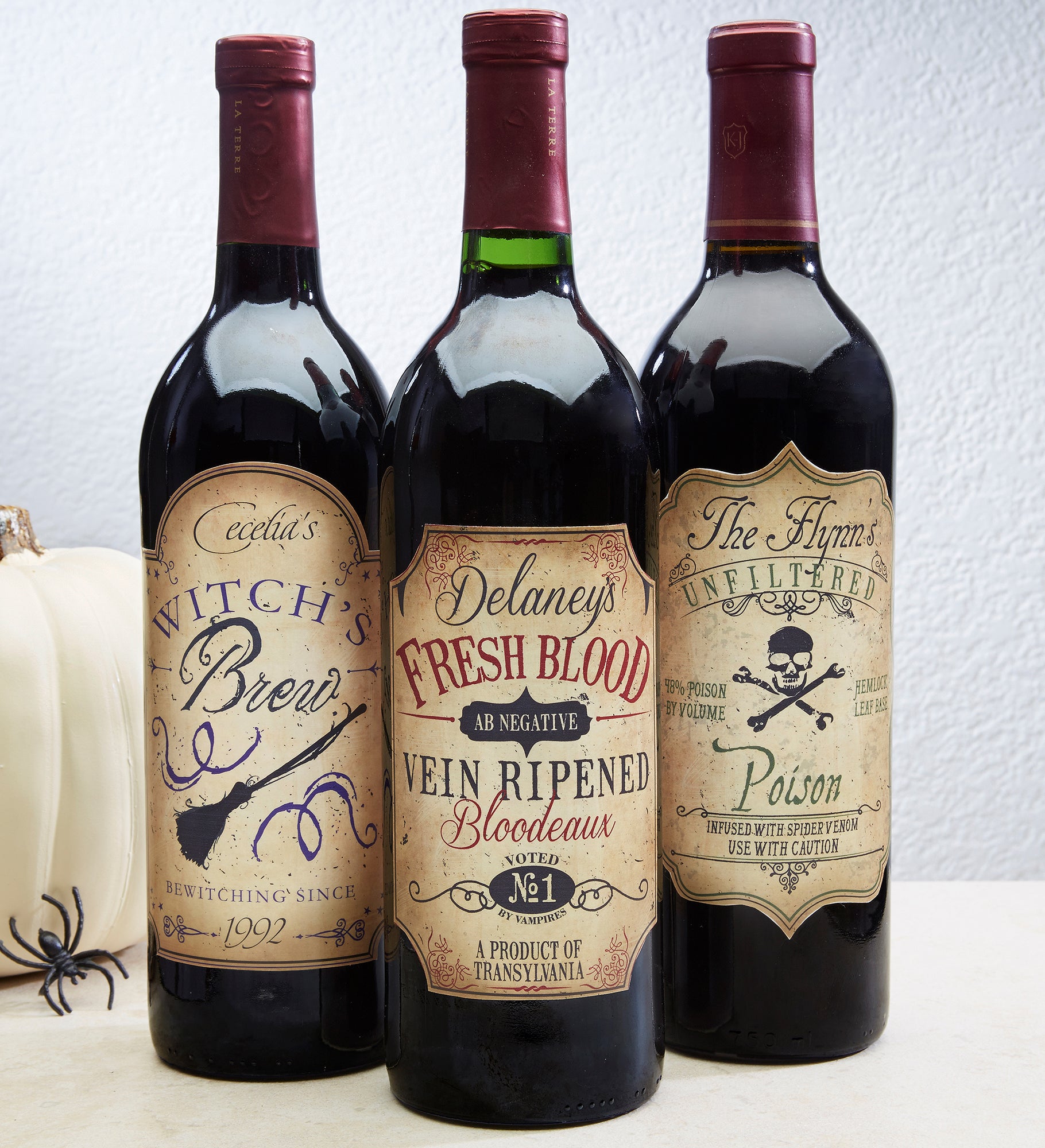 Vintage Halloween Personalized Wine Bottle Labels